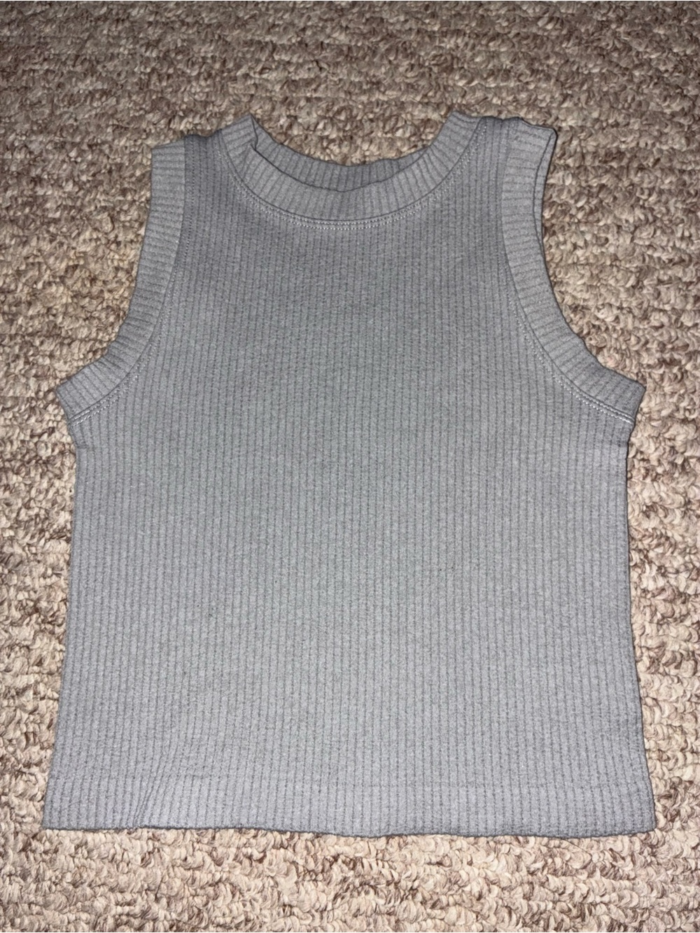 Aura Ribbed Gray Crop Tank Top